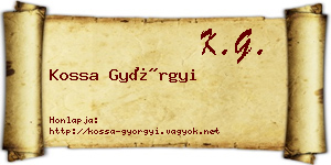 Kossa Györgyi névjegykártya